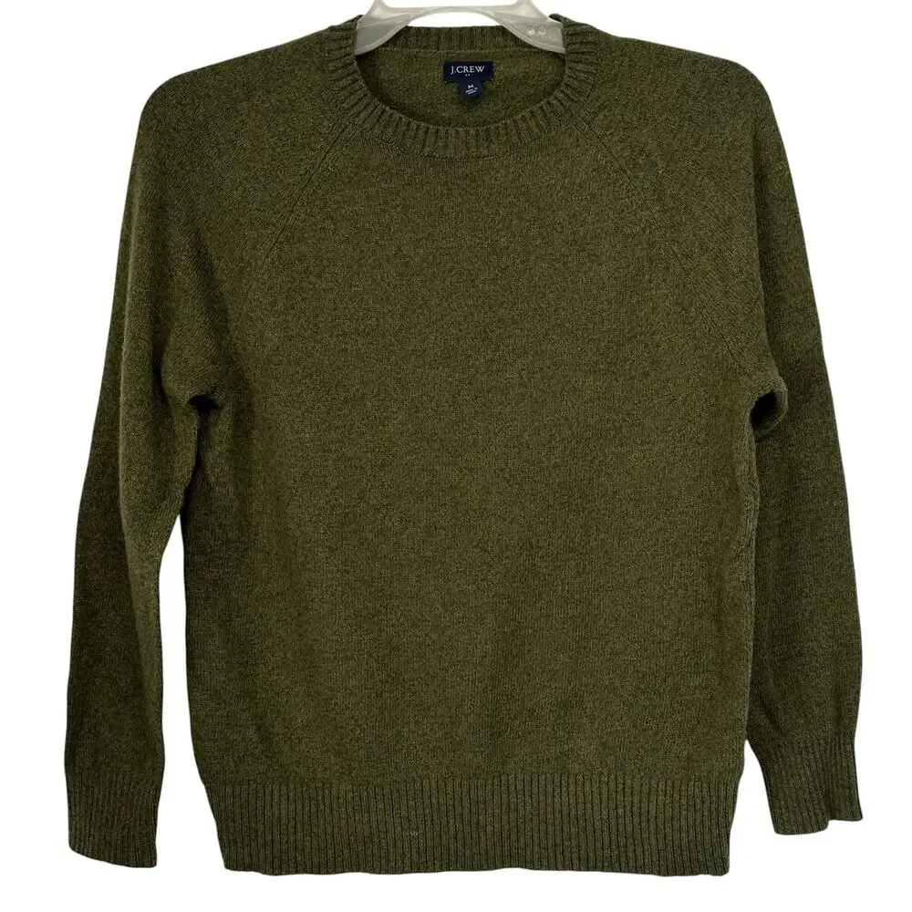 J. Crew Crewneck Sweater in Supersoft Lambswool Faded Forest Green Size M
